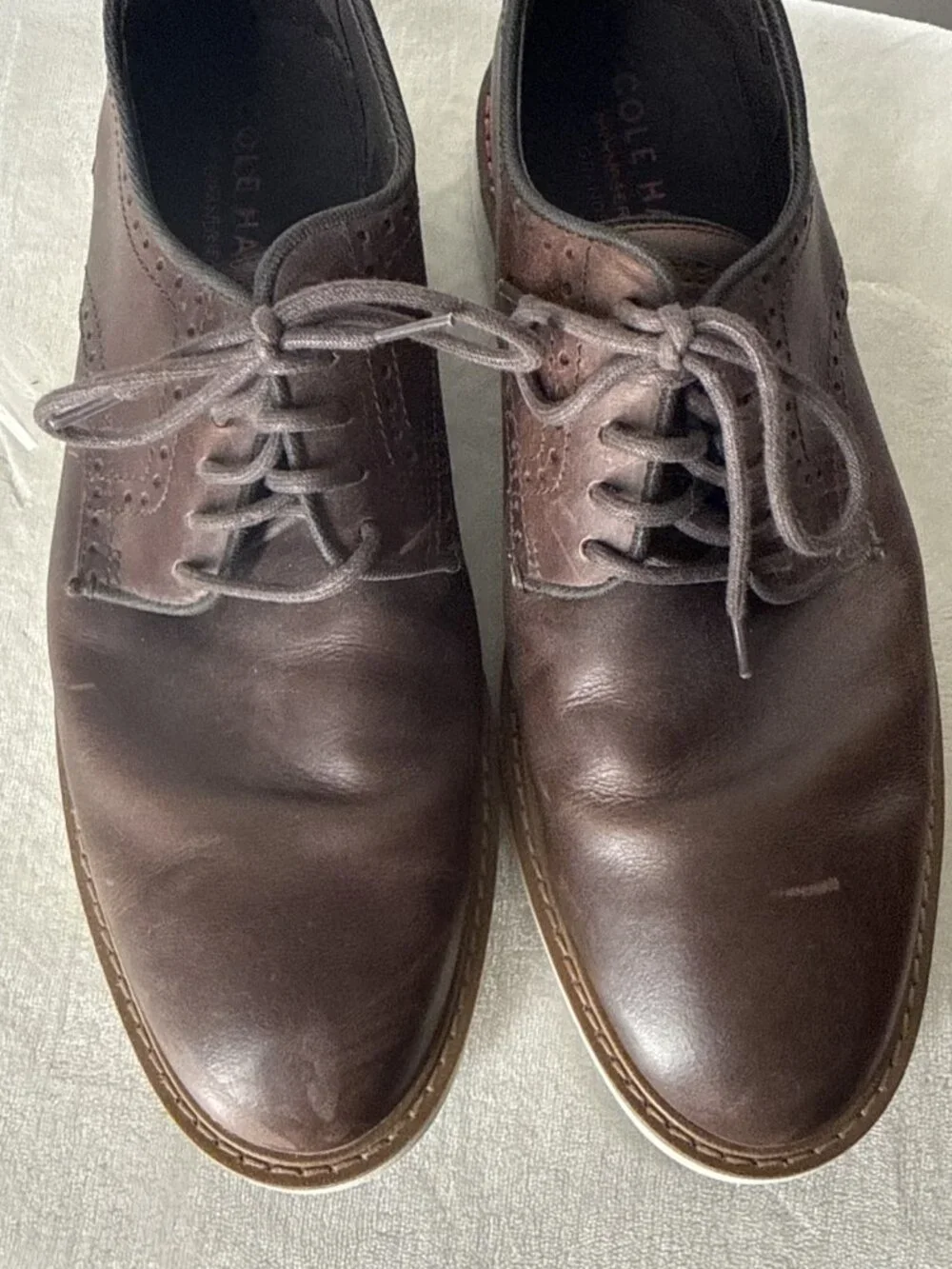 Cole Haan Go-To Plain Toe Oxford Shoes Dark Coffee Brown C35083 Men's Size 10M